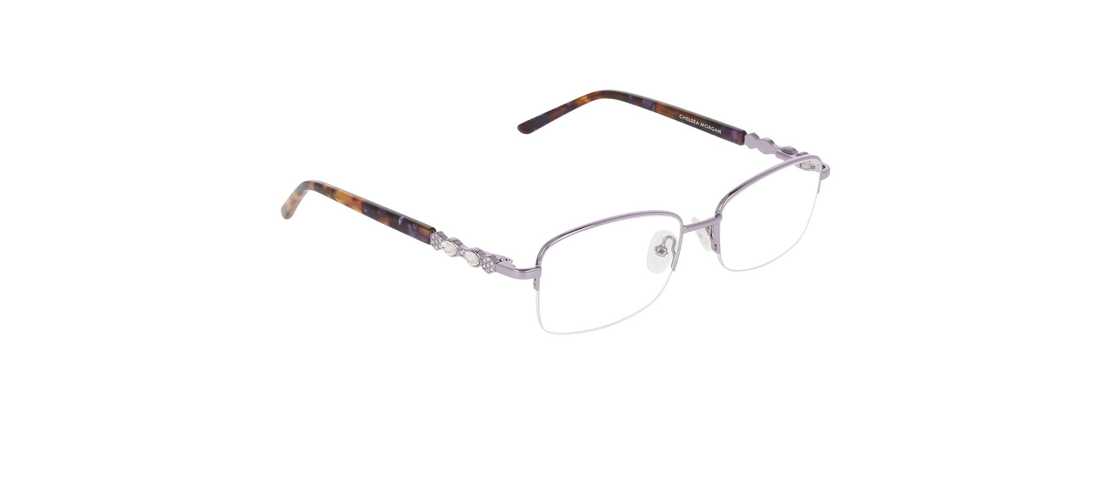 NEW CHELSEA MORGAN women\'s cm20201 cat eye eyeglasses in clear silver Chelsea Morgan CM20214 BLUE Eyeglasses Frames Black acetate  main image 4