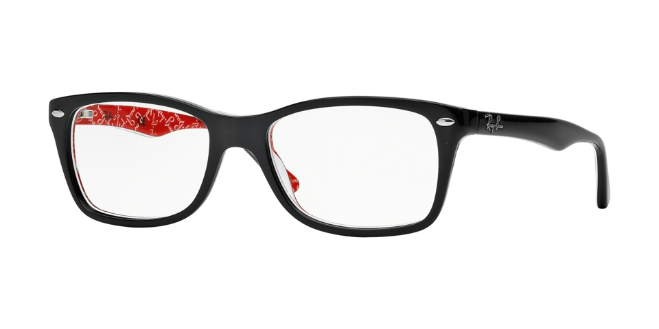 ray ban glasses with red writing inside