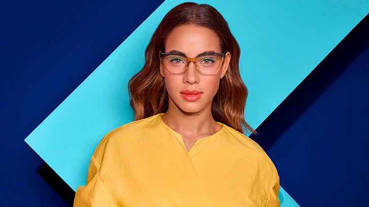 Female Model wearing Pure glasses.