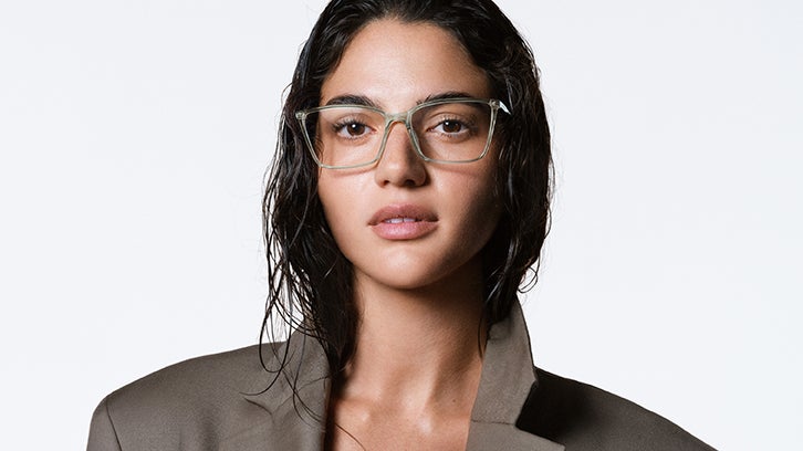 Female model wearing Calvin Klein eyeglasses
