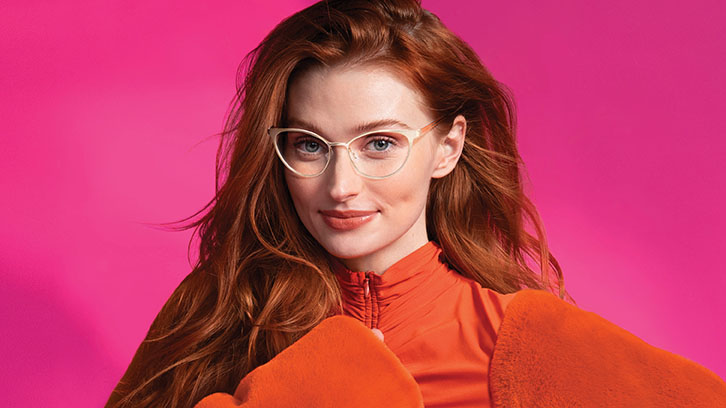 Female Model wearing Pure glasses.