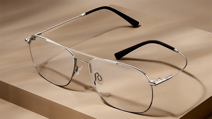 Silver aviator-style Flexon eyeglasses
