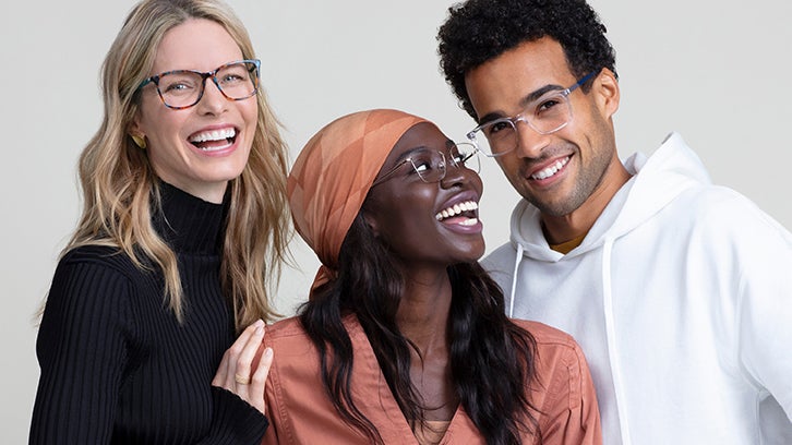 Group of friends wearing glasses.